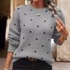 EastRogue Women's Fashion Casual Fall Winter Polka Dot Print Long Sleeve O-Neck Sweaters