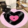 1pc Heart Vinyl Office Round Area Rug,  Mat Suitable For Office, Under Office Chairs Bedroom Living Room Home Decor, Room Deco