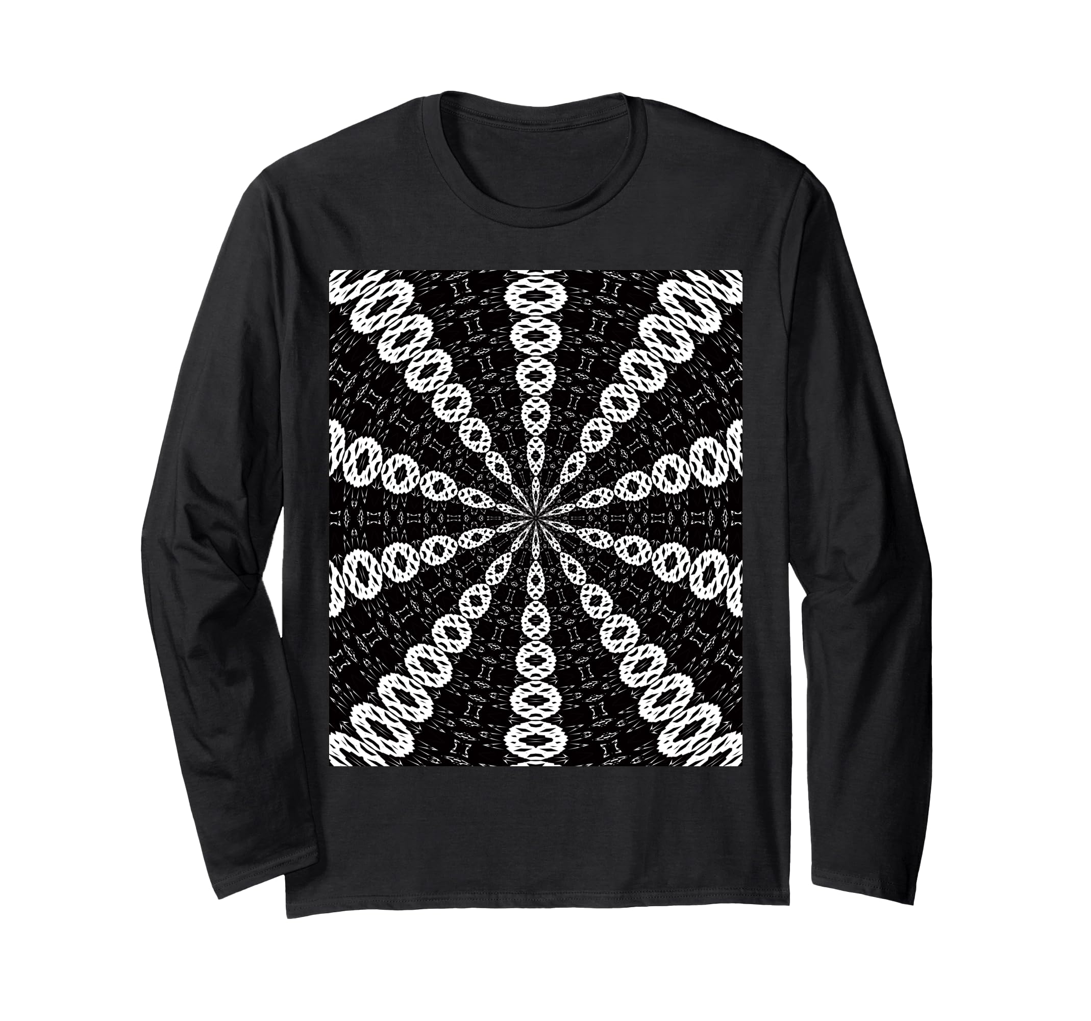 

Starlight Speed Midcentury Pattern Black on White Long Sleeve T-Shirt чорний