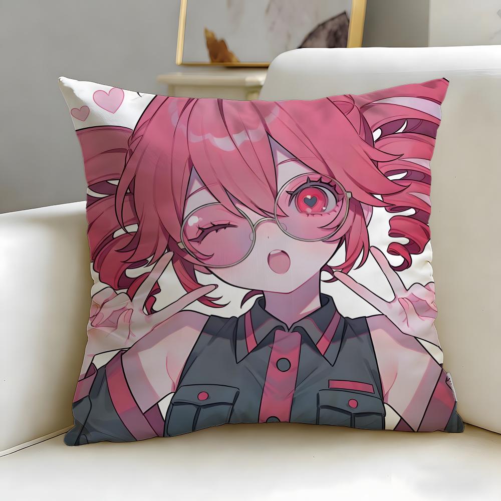 Popular Virtual Singer Kasane Teto Cushion Cover Soft & Easy-Wash Pillow Case – Versatile for Couch, Bed, Travel and Office