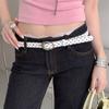 Dainty Buckle Metal Buckle Belt Thin Design Decorative Leather Belt Thin Women Belt  Y2K Fashion