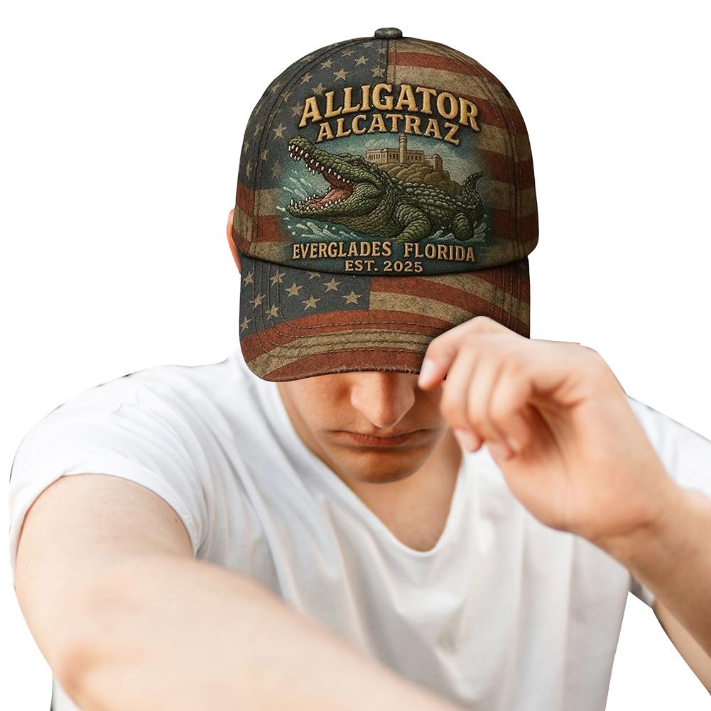 Cotton Outdoor Sun Hat Sun Protection Casual Baseball Cap Breathable Crocodile Alcatraz Streetwear Cap for Hiking Camping Picnic