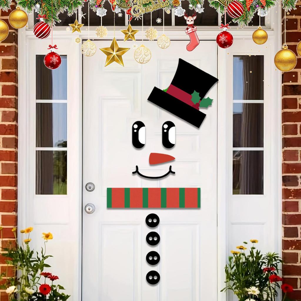 Christmas Funny Expression Decorative Sticker Holiday Atmosphere Refrigerator Sticker Christmas Snowman Decoration Wall Sticker