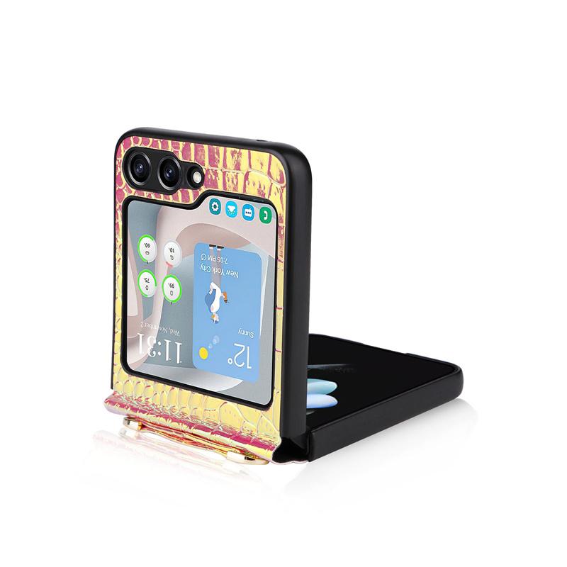 One-piece magic color Leather Case For Samsung Galaxy Z Flip 5 4 3 5G Shockproof Scratch-proof Z Flip4 flip5 Protect Shell Cover