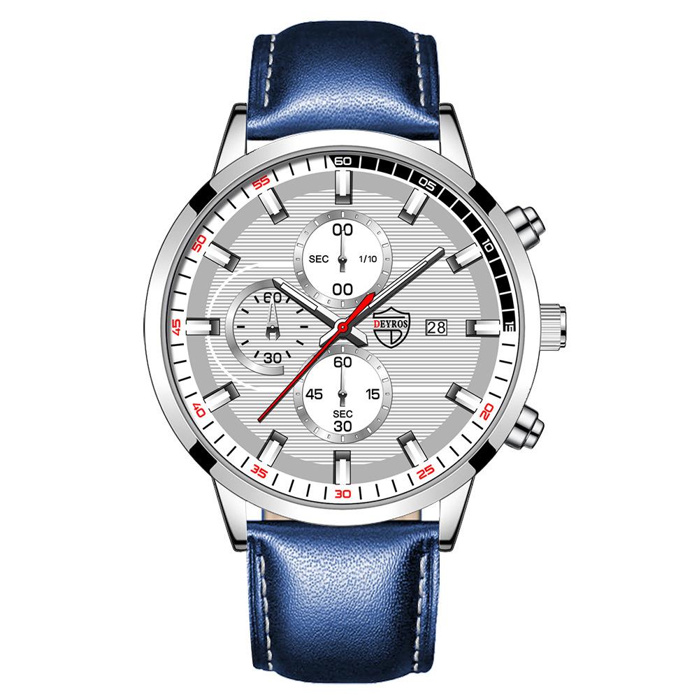 

Модний годинник-календар Чоловічий годинник Кварцовий годинник Чоловічий шкіряний годинник Повсякденний годинник Спортивний годинник Студентський годинник Чоловічий синій/білий