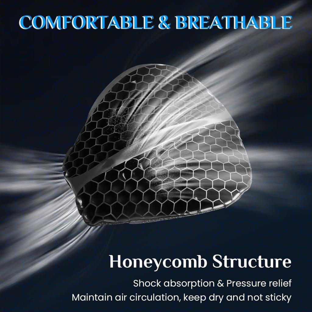 Fahrradsitzkissen Gel-Sitz für Fahrrad und Motorrad Atmungsaktives 3D-Wabenmuster Fahrradsitzbezug mit Wasserdichtem & UV-Sonnenschutz Stoßdämpfend