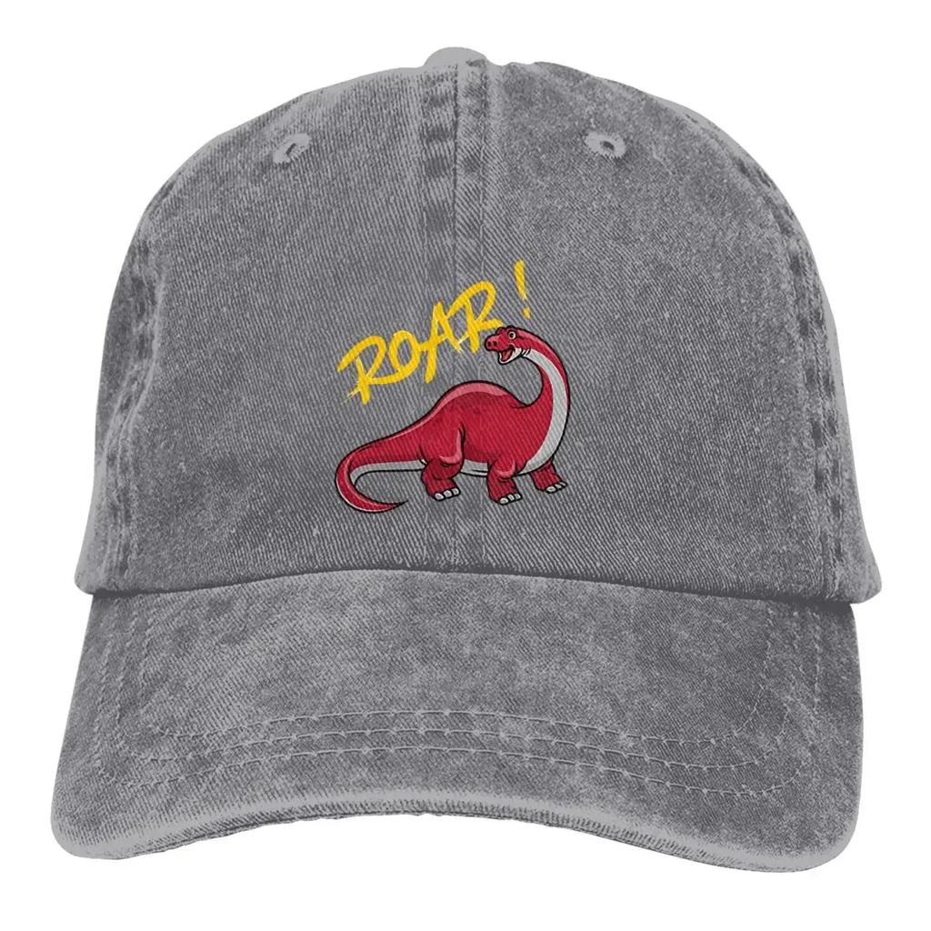 Washed Mens Baseball Cap Red Cute Dinosaur Say Roar Trucker Snapback Caps Dad Hat Golf Hats