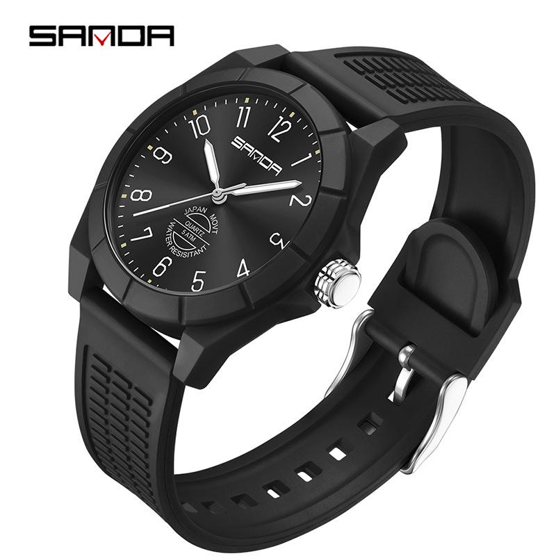 SANDA Quartz Silent Sports Watch - Elegant Luminous Design for Men, Women, and Students