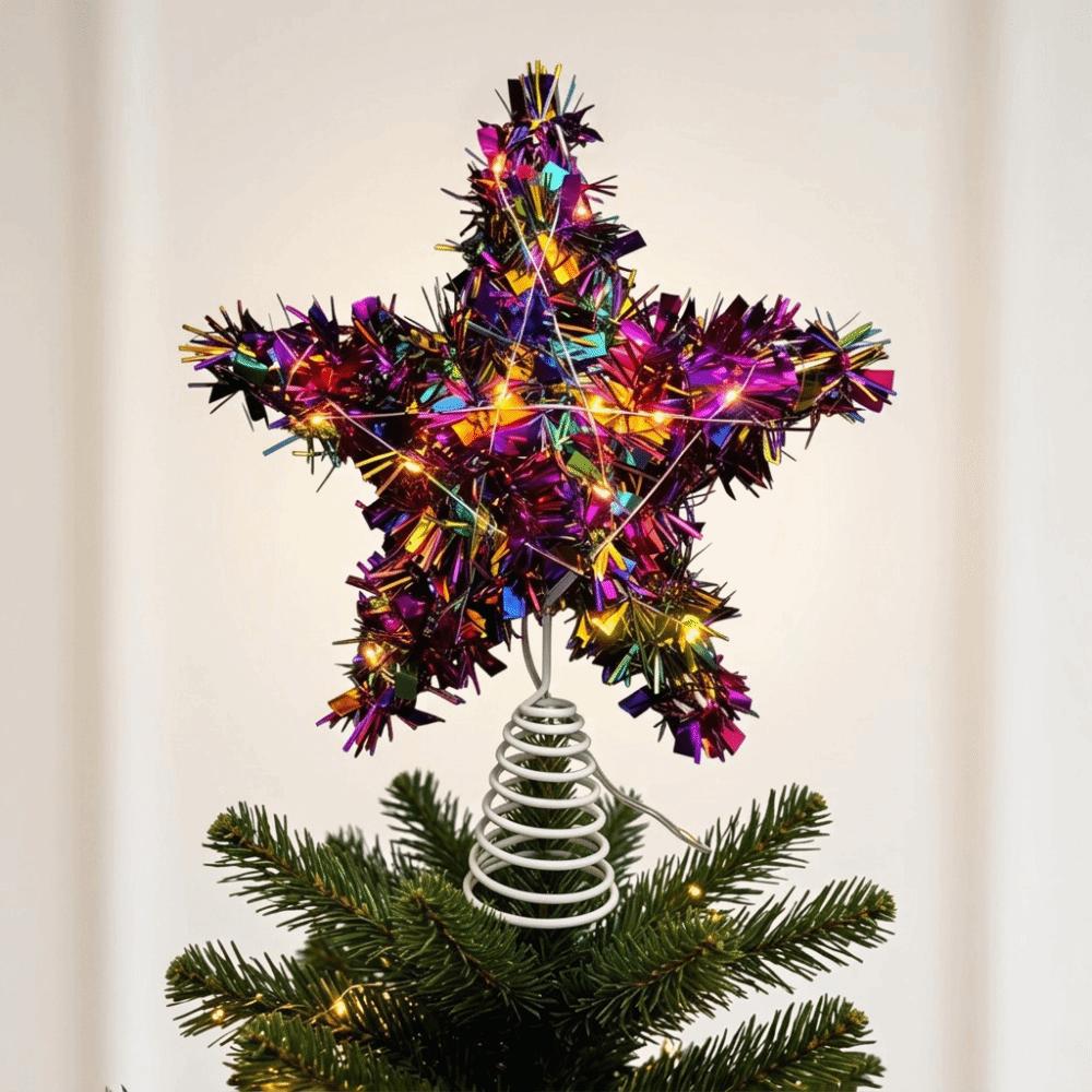 Metal Christmas Tree Topper Star LED Light Christmas Tree Top Decoration  Christmas Tree Decoration