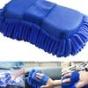 1 Pc Blue Microfiber Chenille Car Wash Sponge Care Washing Brush Pad Cleaning Tool Auto Washing Towel Gloves Styling Accessories