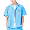 MLB Los Angeles Dodgers Common Mega Diamond Monogram Letter Pattern Printed Button-Up Short Sleeve Shirt Women Shirts Blue 3AWSM0533-07SBS