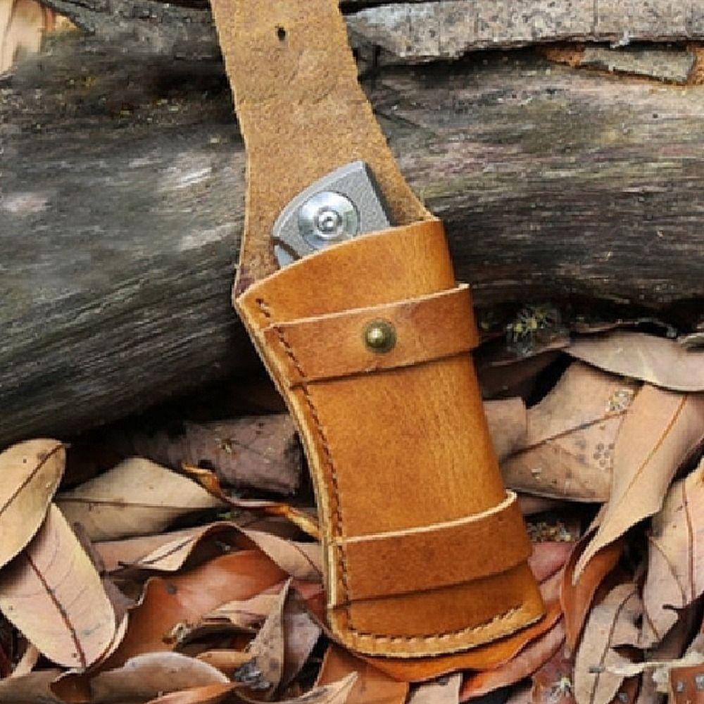 Knivslida Fodral Läderslida Hållare Bälteshälla Fodral Brun/Svart Ficka Jakt Ficklampsfodral Vikkniv Verktyg Utomhusbärande
