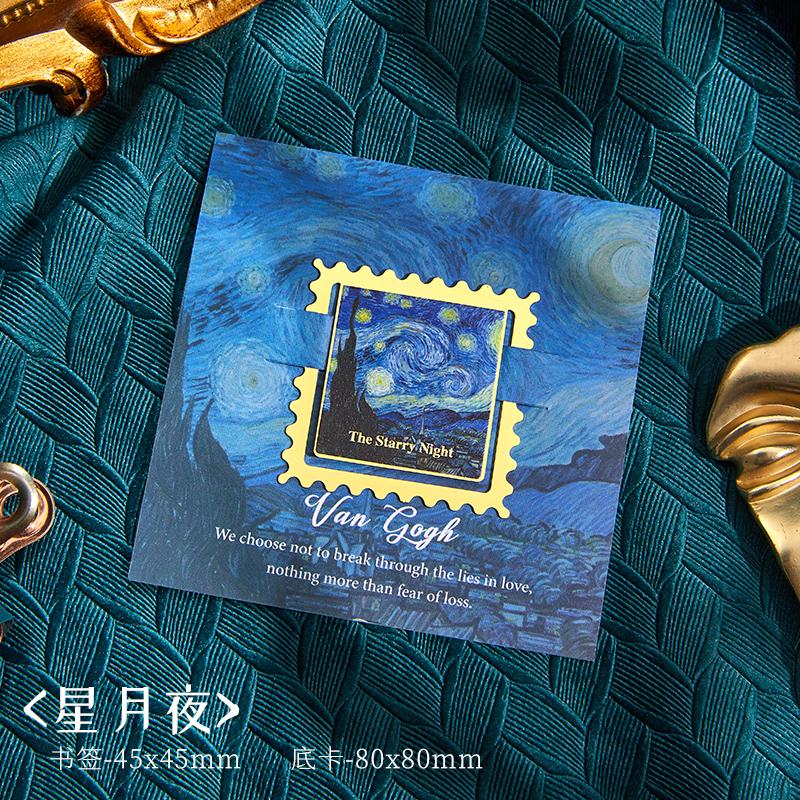 Creative Retro Art Oil Painting Bookmark Metal Badge Pendant Desktop Decoration School Office Reader Student Bookmark Stationery