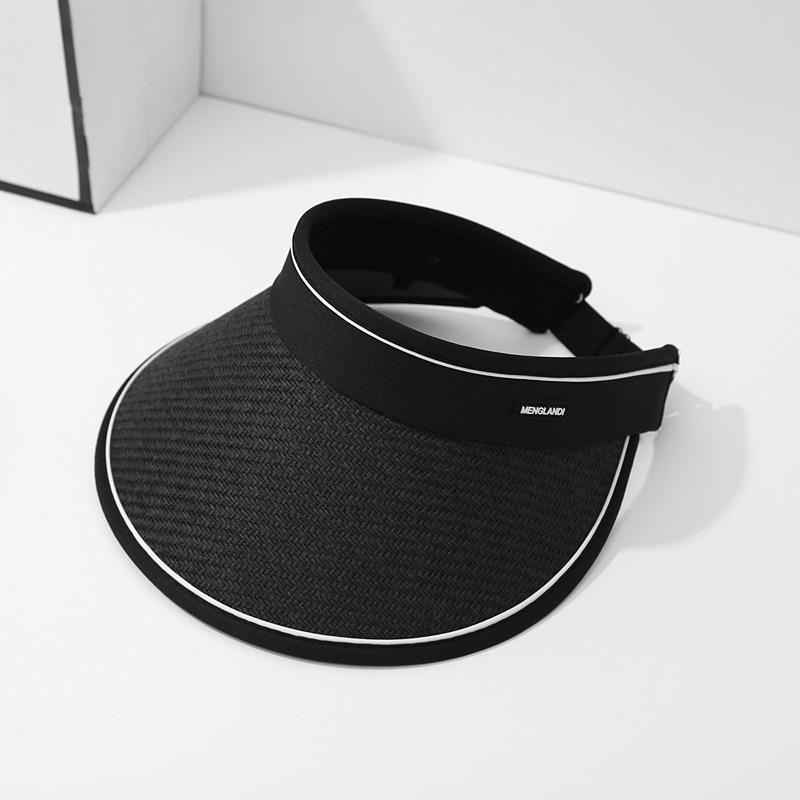 

Strong Blackout Straw Sunscreen Hat Sun Hat Sun Hat Women S Uv Protection Empty Top Face Cover Summer Foldable Adjustable чорний