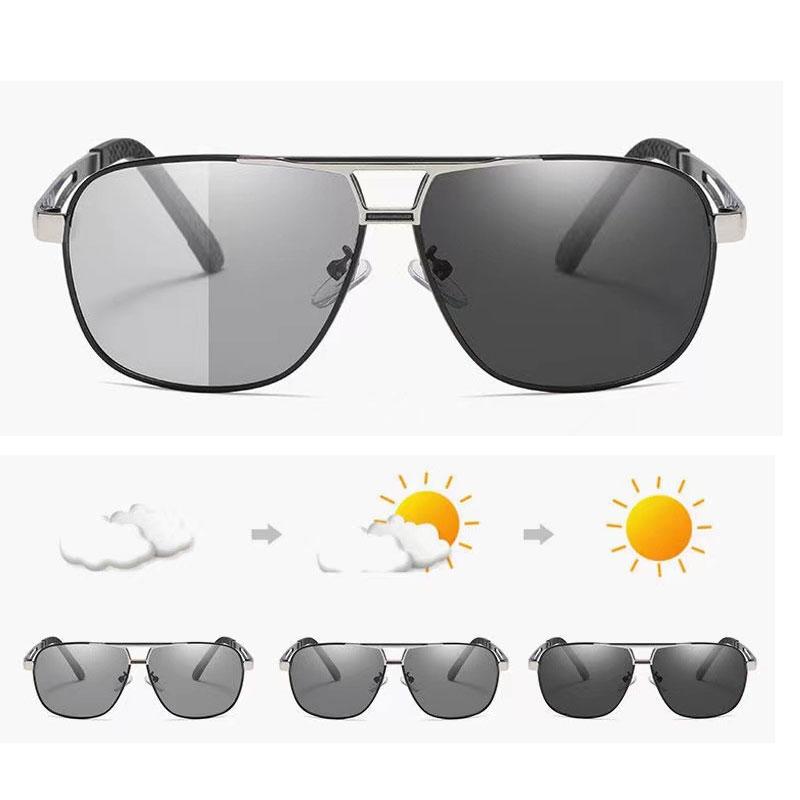 New Fashion Pochromic Sunglasses Men Retro Polarized Driving Sun Glasses Luxury Brand Men's TAC Lens Goggle UV400