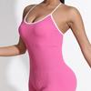 One-piece wear Gym jumpsuit women's Tracksuit Yoga Clothing contrasting color suspenders cross beautiful back quick-drying Woman Workout Sportswear