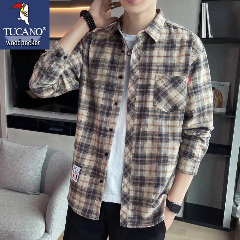 TUCANO Men s Long Sleeve Casual Plaid Shirt XL