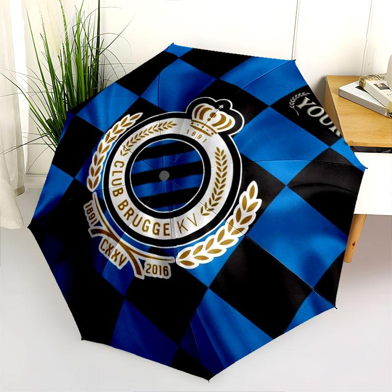 1 PC Automatic Folding Umbrella - Club Brugge KV Custom Name Pattern, Portable & Foldable Design with 8 Ribs, Christmas Birthday Gifts