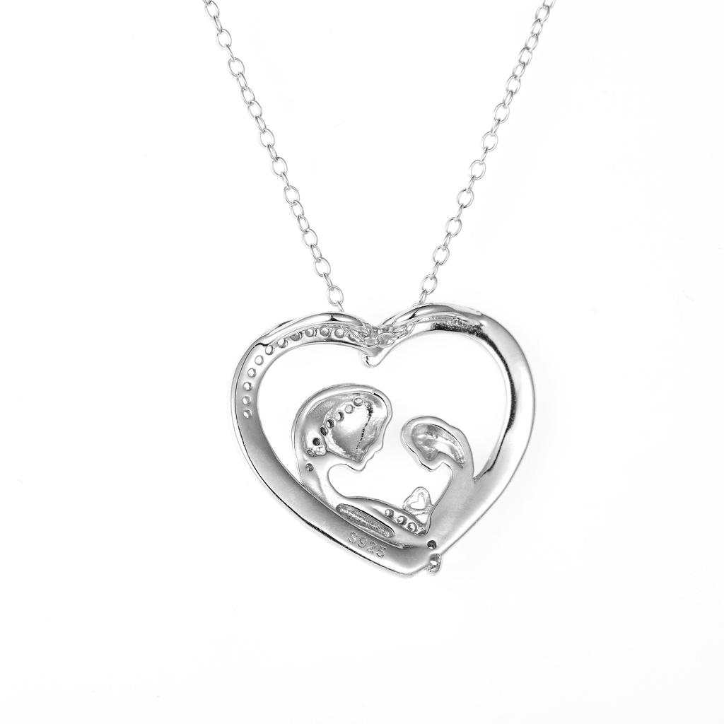 Εξαιρετικό κολιέ με μενταγιόν σε σχήμα καρδιάς, κόσμημα "αγκαλιά μητέρας και παιδιού", ροζ αξεσουάρ για γυναίκες για την ημέρα της μητέρας