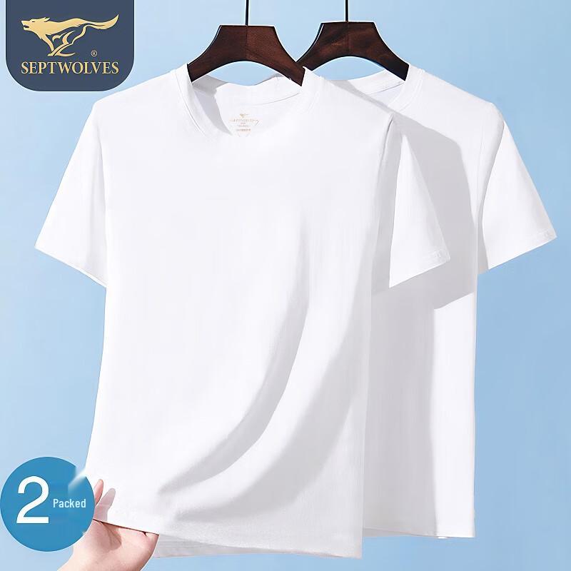 SEPTWOLVES Men's Pure Cotton Short Sleeve T-Shirt