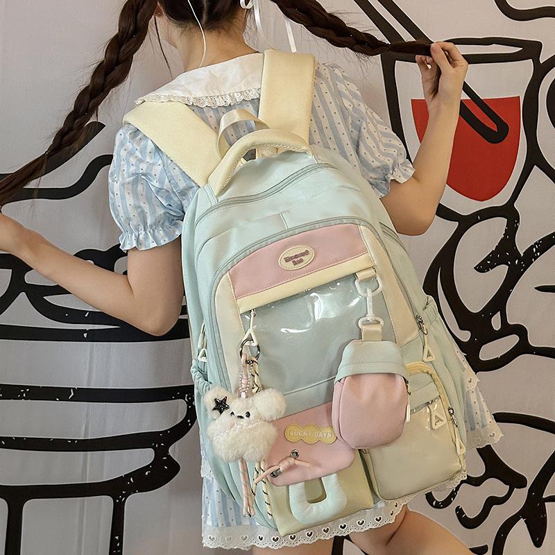 Junior High School Student Schoolbag Girl Cute Japanese Transparent Pain Bag Large Capacity Travel Backpack Student Backpack Tide