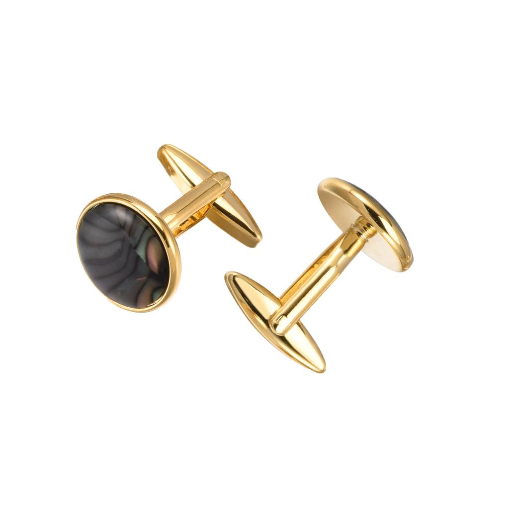 Dongguan High-End Suit Men'S K Gold Color Abalone Fritillary French Cufflinks Tie Clip Set Sleeve Studs Breast Pin Buckle