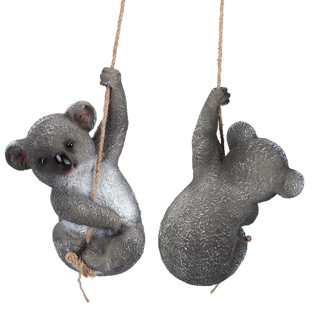 Lovely Simulation Swinging Koala Hanging Statue Outdoor Figurines for Patio Yard Garden Decoration