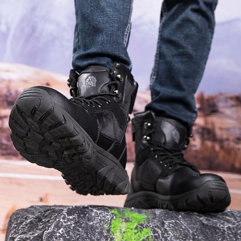 Leather Martin Boots Winter Autumn Winter Outdoor High Top Combat Boots Black Mountaineering Camping Plus Size Men's Boots