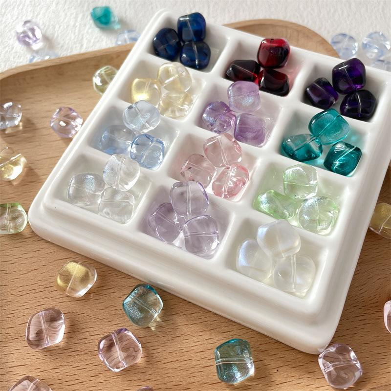 20Pcs  Irregular Square Shape  Glass Loose Beads Charms For Jewelry Making Diy Bracelet Earrings Accessories