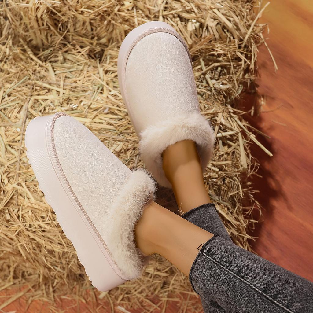 Fashion 2025 New Hairy Slippers Women's Shoes Autumn and Winter Fashion Thick Bottom Baotou Warm Cotton Shoes Slippers
