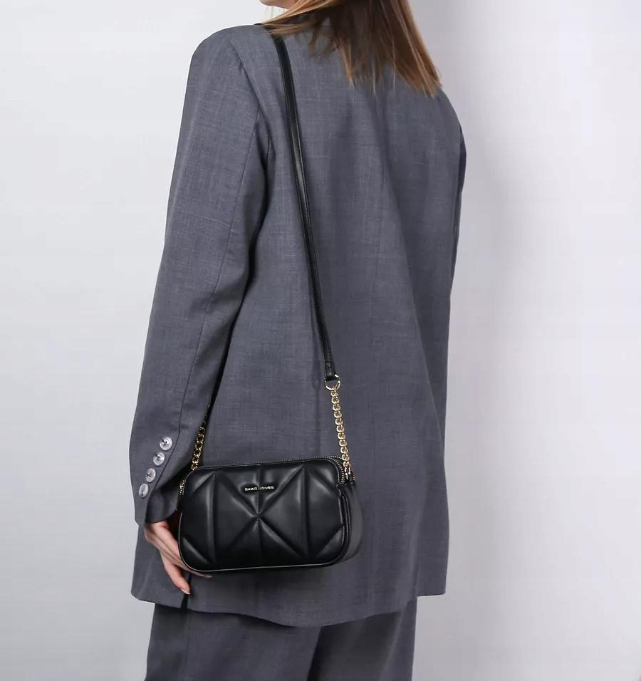 David Jones women's messenger bag, black faux leather