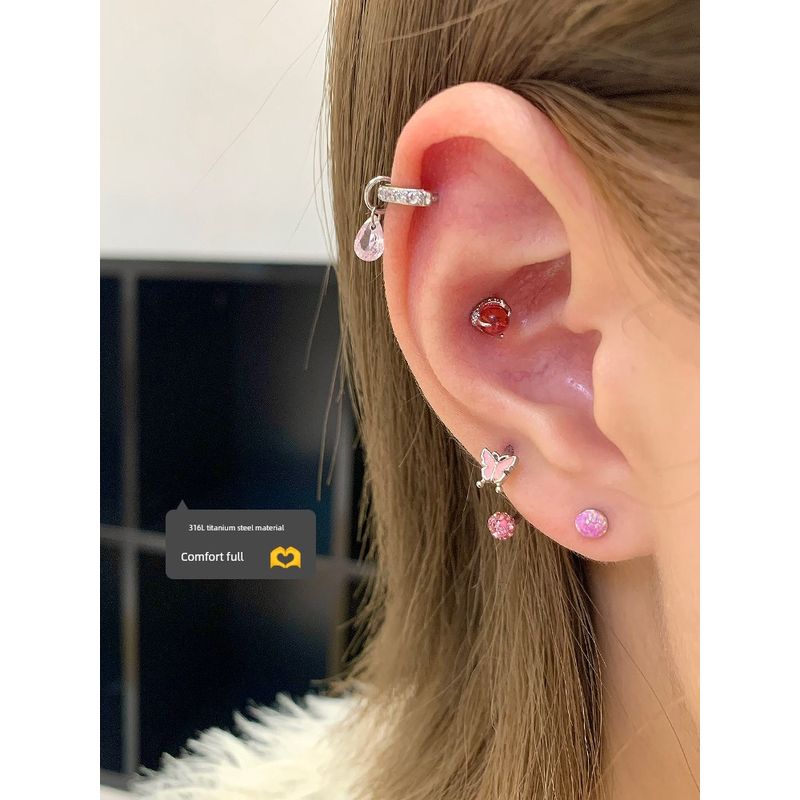 Ear Bone Nail Ear Bone Ring Medical Titanium Steel Ear Studs Ear Hole Titanium Alloy Female Ear Worm Nail Edge Unique Earrings Earrings