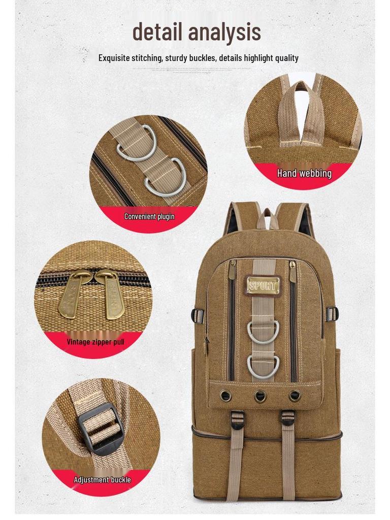 Extra Large Thick Canvas Backpack - Unisex Outdoor Hiking & Travel Bag