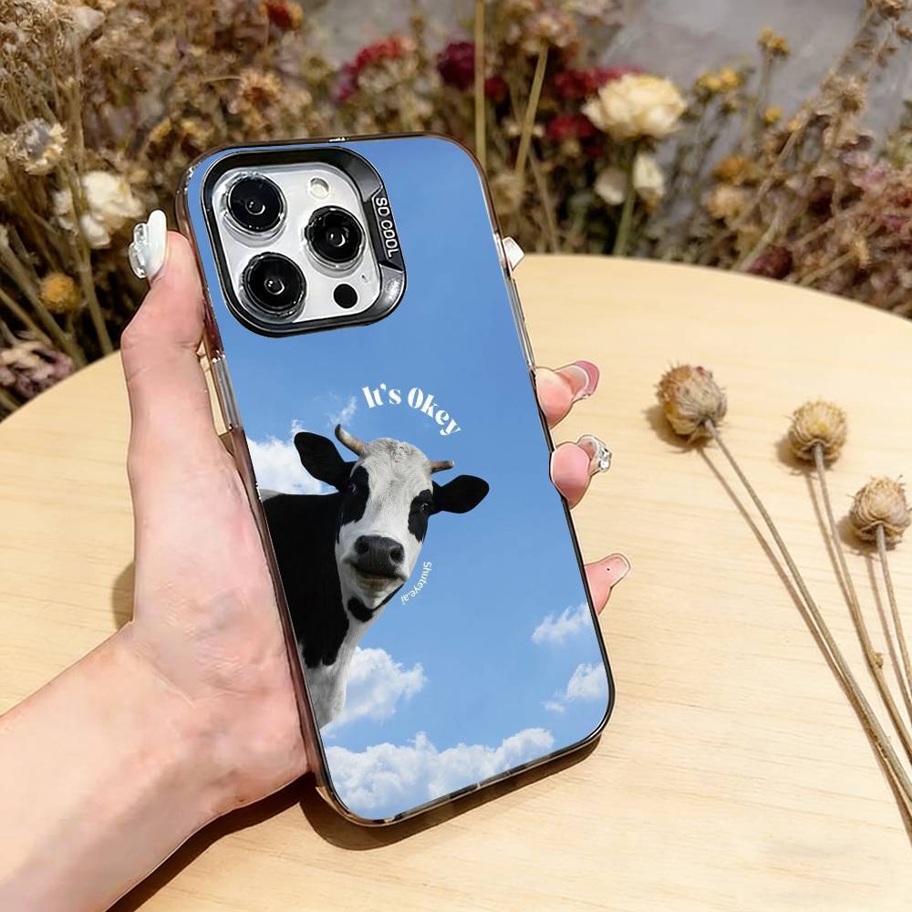 Funny cute cows Phone Case For iPhone 17,16,15,14,13,12,11 Plus,Pro Max,XS,Colored Silver Plated Inside Cover