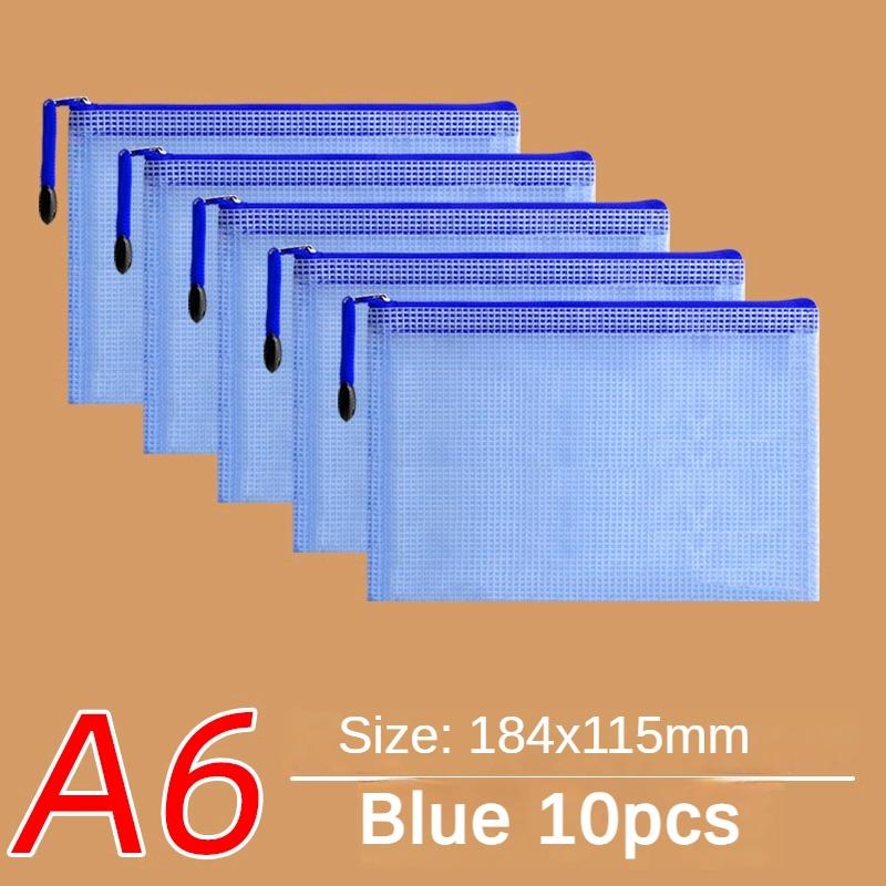 10 pezzi A4 File Bag Trasparente Mesh A5 Data Zipper Storage Bag B5 Student Test Paper Drawing Bag Office Waterproof Document Bag