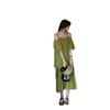 Women's Summer 2025 Green Spaghetti Strap Off-the-Shoulder Maxi Dress - Elegant French Beachwear