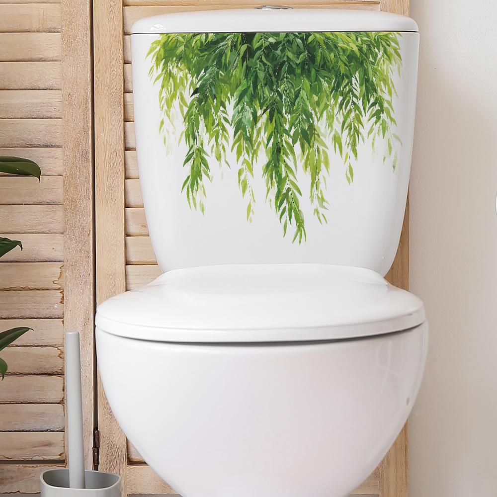 Fresh Hanging Green Plants Wall Sticker Waterproof Self Adhesive Removable Eco Friendly PVC Toilet Bathroom Decor Sticker