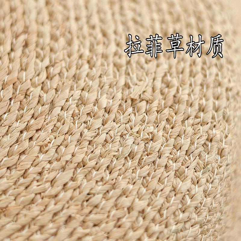Lafite Grass~ French Textured Webbing Flat-top Straw Hat Women's Beach Vacation Sun Protection Versatile Top Hat Spring and Summer