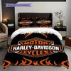Biancheria da letto vintage Harley-Davidson con bandiera americana(1 * copripiumino + 2 * federa, senza nucleo) Set biancheria da letto Regalo di Natale per compleanno Morbido e confortevole