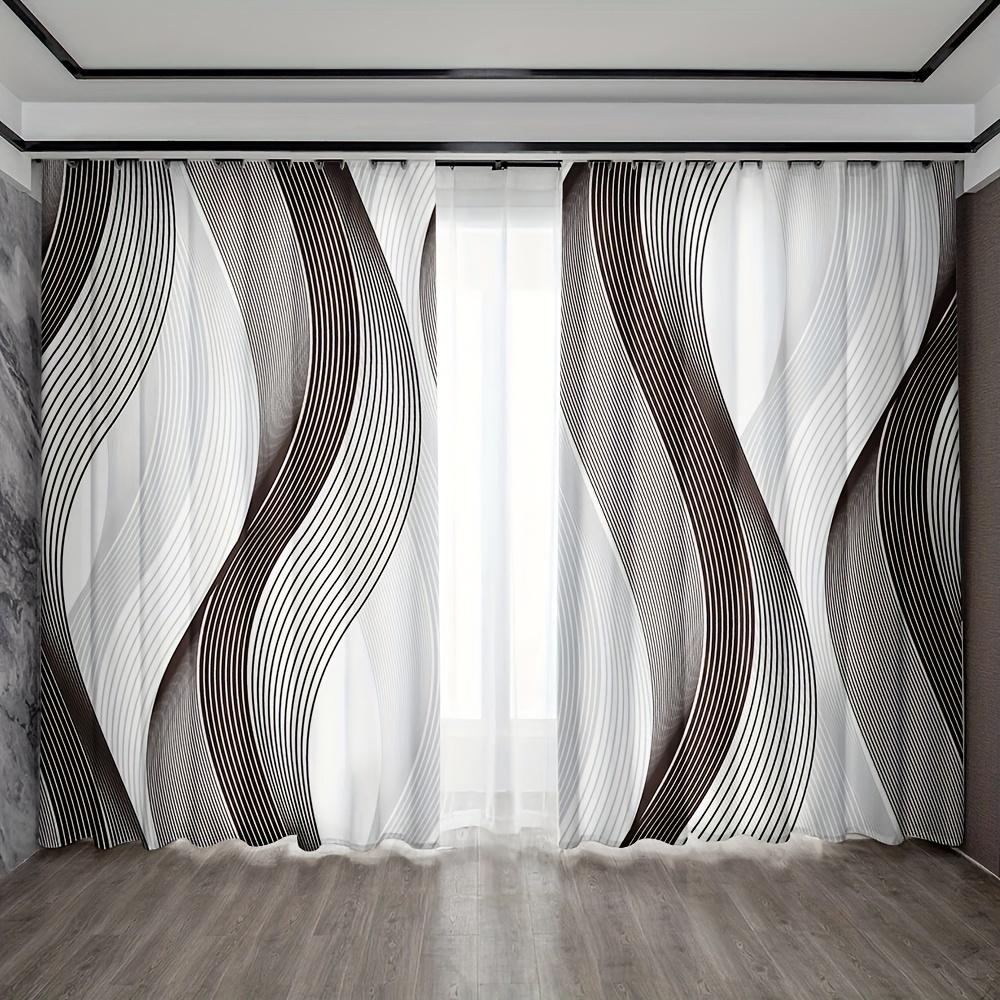 2 stücke Vorhang Goldene See Blau Weiß Geometrische Muster Vorhang Stange Tasche Vorhänge Für Küche Cafe Wohnzimmer Wohnkultur