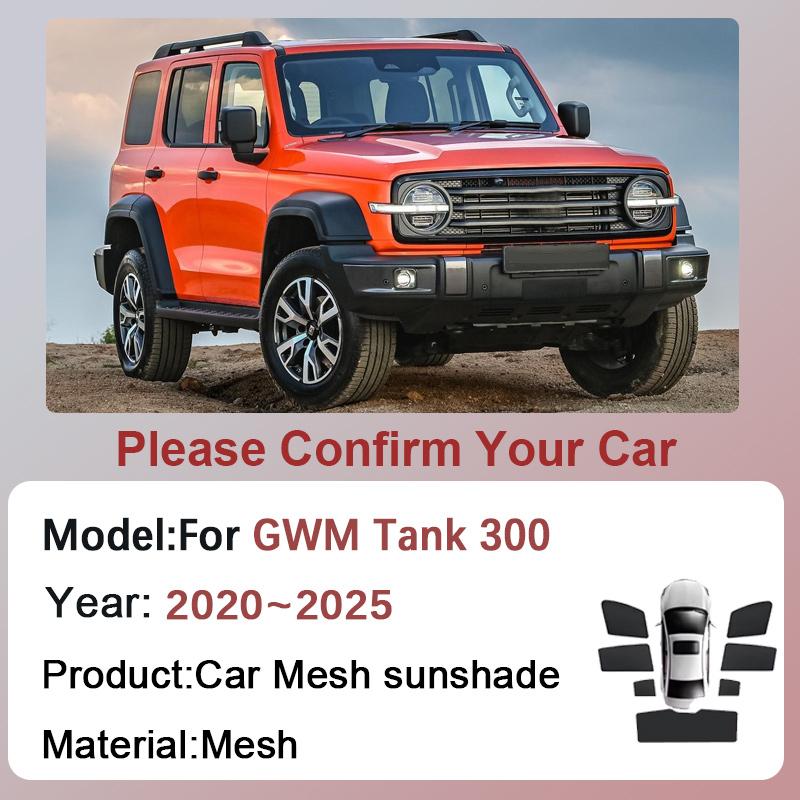 Car Mesh Sunshades For GWM Tank 300 2020~2025 Sunscreen Magnetic Window Sun Shade Visor Curtain Shading Cover Auto Accessories