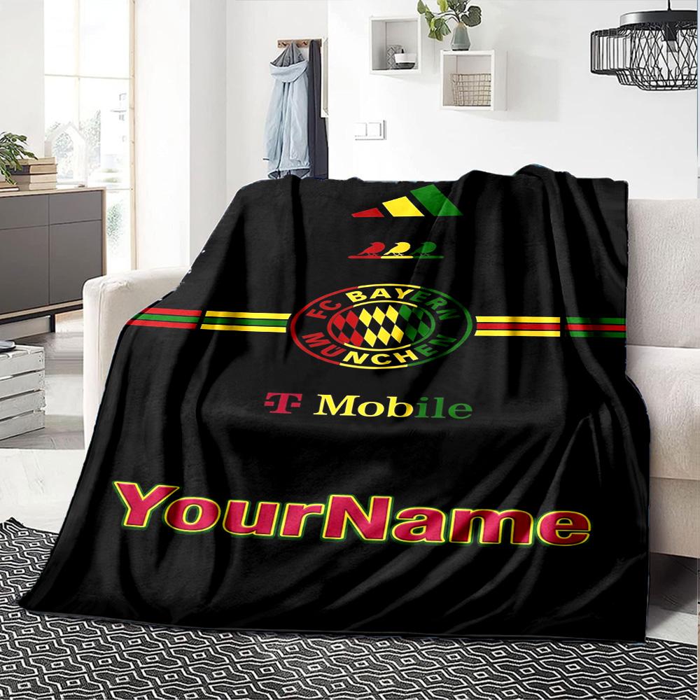 Bayern Munich Personalized Name Blanket Gift Personalized Blanket Durable Comfort Perfect for Couch Chair Sofa Livingroom Ideal for All Seasons