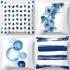 Home Decor Blue Floral & Heart & Circle Pattern Pillows Pattern Cushion Cover Suitable For Sofa Bedroom Car Pillow Cover