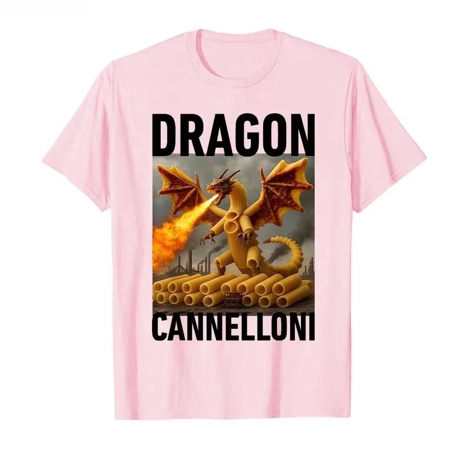 Dragon Canelloni Italia Brainrot TShirt 2026 Summer Luxury Retro Cotton Unisexs Tshirt Street Y2K Short Sleeve Oversized Tshirt S