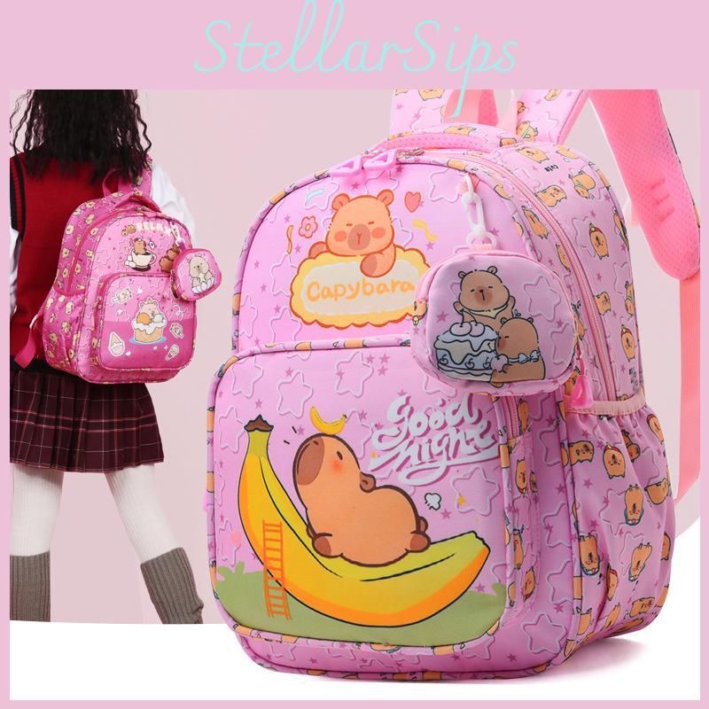 Charming Capybara Preschool Backpack For Children With Soft Polyester Lining And Joyful Cartoon Theme