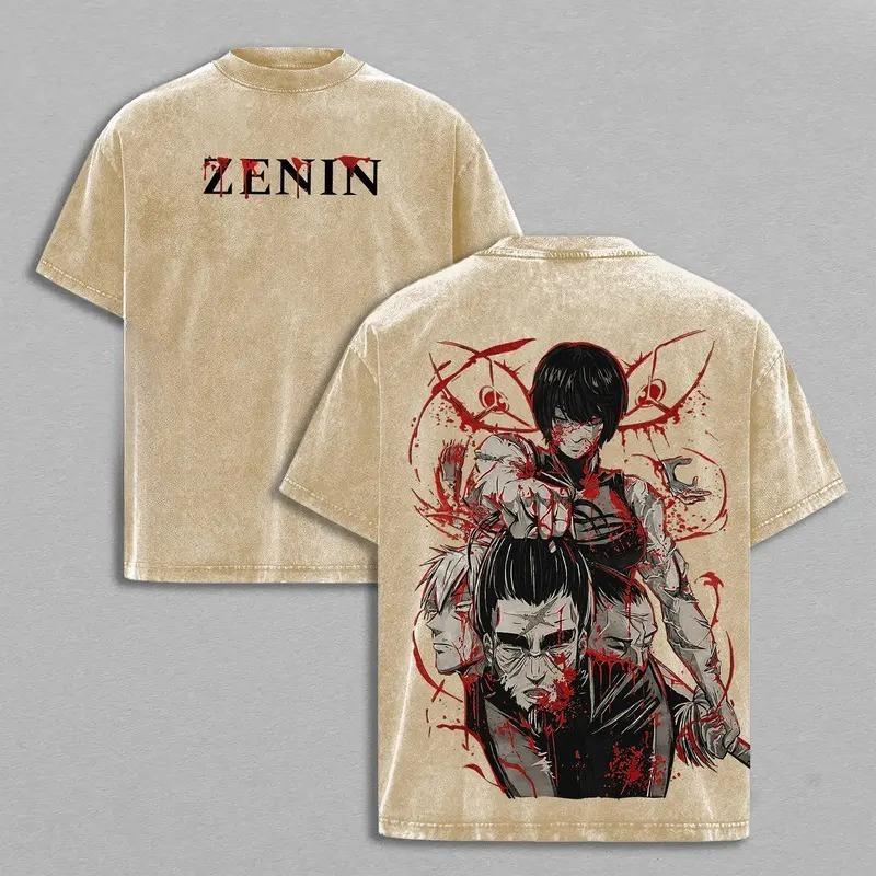 

Zenin Maki Print T-shirt Anime Jujutsu Kaisen Clothing Men Women Casual Tshirts Retro Washed T Shirt Harajuku Male Cotton Tops S бежевый