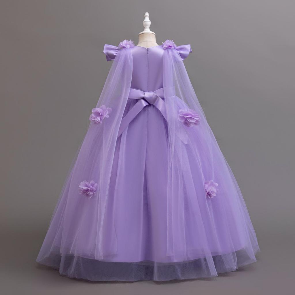 New Long Elegant Dress for Young Girls Flower Girl Princess Dresses White Formal Clothes From 4 To12 Years