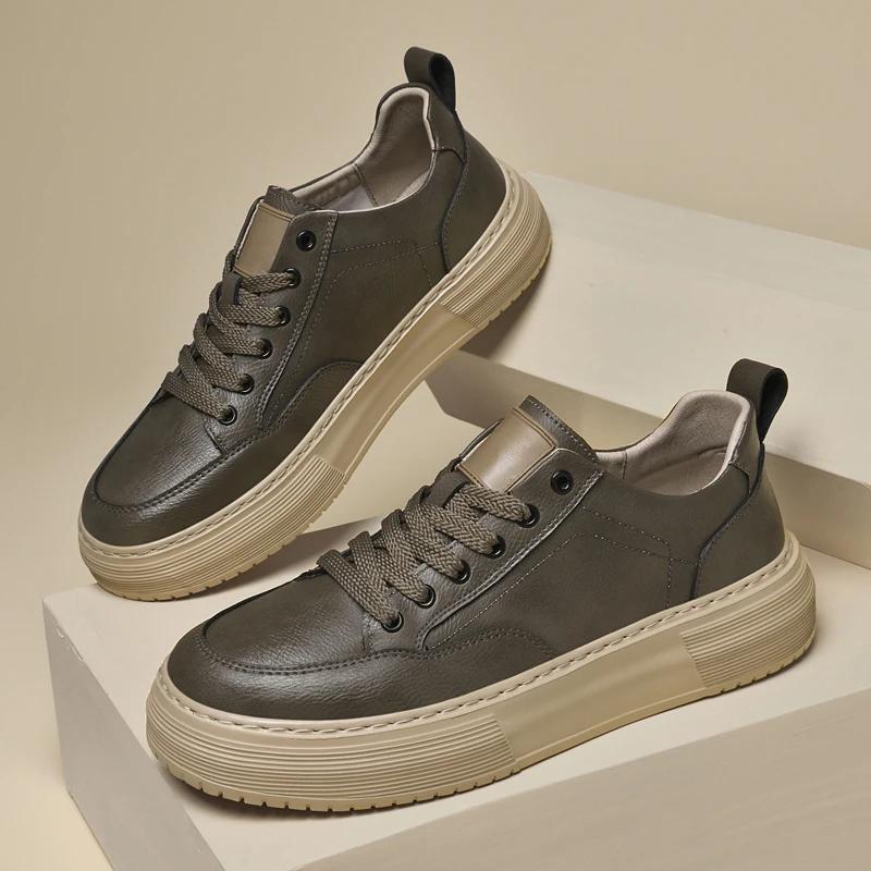 Luxusní značka Pravá kůže Ležérní obuv Venkovní Pánská Oxfordky Silná podrážka Pánská Vulkanizovaná obuv Měkká Skateboardová obuv