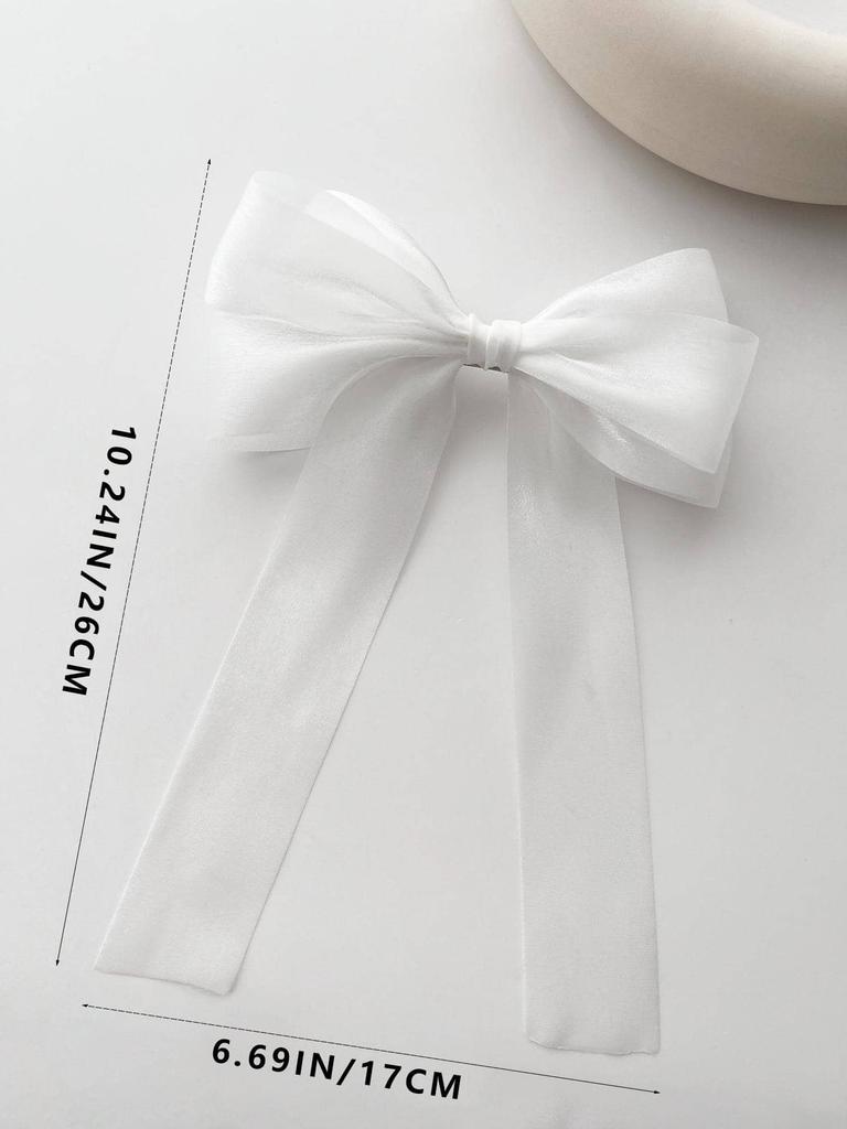 Women's Spring and Summer Solid Mesh Bow Hair Accessory Hair Clip, Suitable for Pairing with Dresses