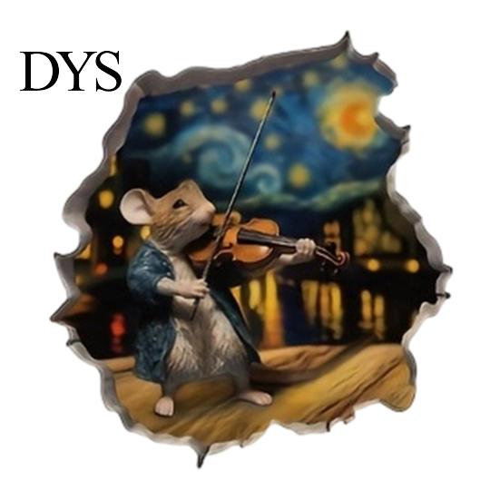 3D Mouse Hole Stickers Christmas Cute Break?Through Wall Decals, Self?Adhesive Animal Decor Stickers, DIY for Living Room Entryway Kids